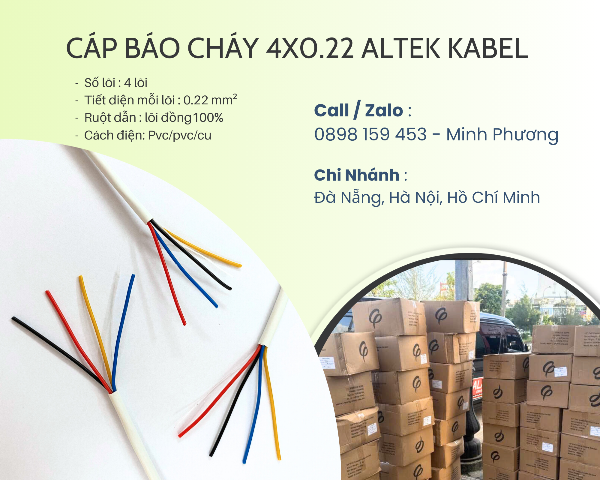 Cáp báo cháy 4x0.22mm2 Altek Kabel Đà Nẵng, Hà Nội, Quảng Ngãi